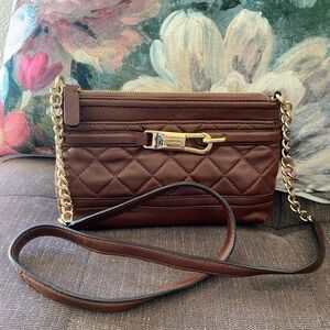 Calvin Klein Mahogany Brown Buttery Soft Quilted Leather Crossbody Very Nice